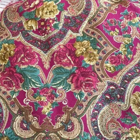 Vtg Liz & Me maroon & green floral paisley full skirt - Picture 9 of 9